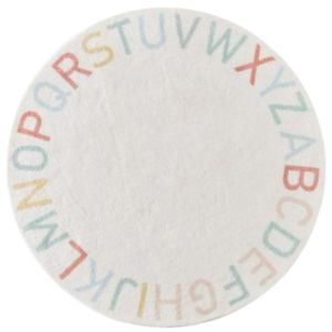 Tapete Infantil felpudo bege com alfabeto colorido desenhado por toda borda